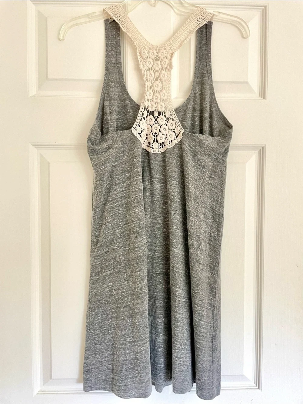 Lucky Brand Heather Gray Cover-Up Dress with Crochet Trim